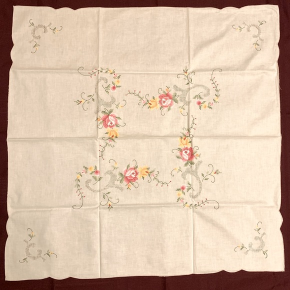 🌸 Vintage Hand-Embroidered Linen Tablecloth from Poland - Picture 2 of 6